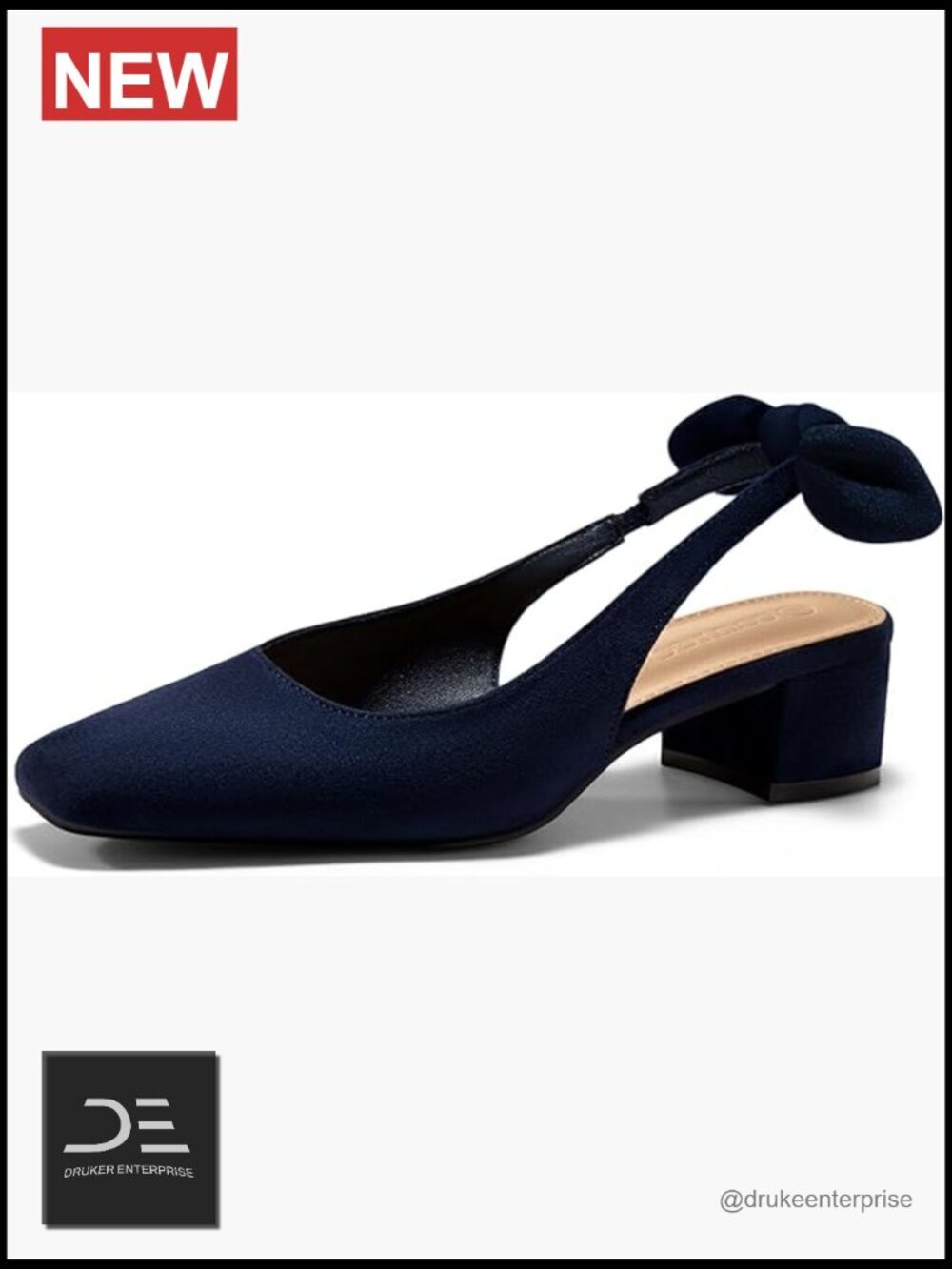 Women's Chunky Low Heel Slingback Pumps Faux Suede Square Toe Wedding Dress